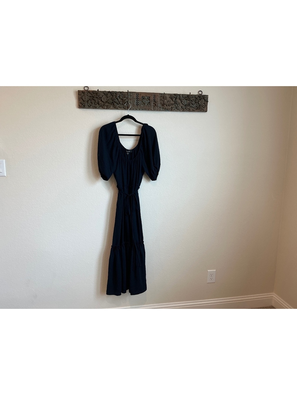 Karen Kane Navy Puff Sleeve Maxi Dress with Waist Tie